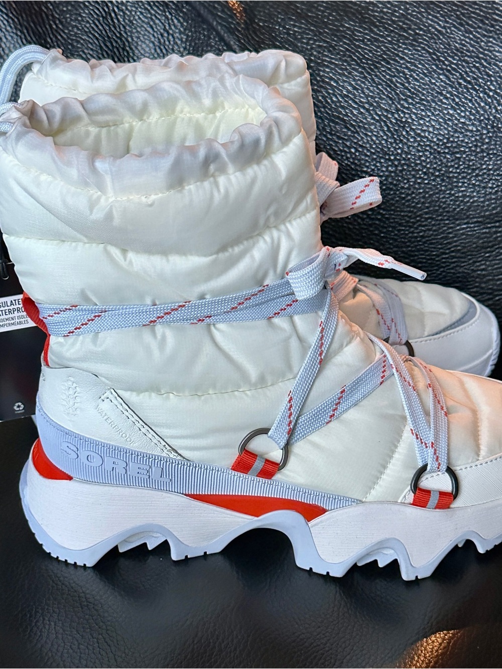 NEW SOREL x FP MOVEMENT KINETIC IMPACT NXT SNOW BOOTS WHITE BLUE PUFFER 7.5 NWT - Picture 4 of 9